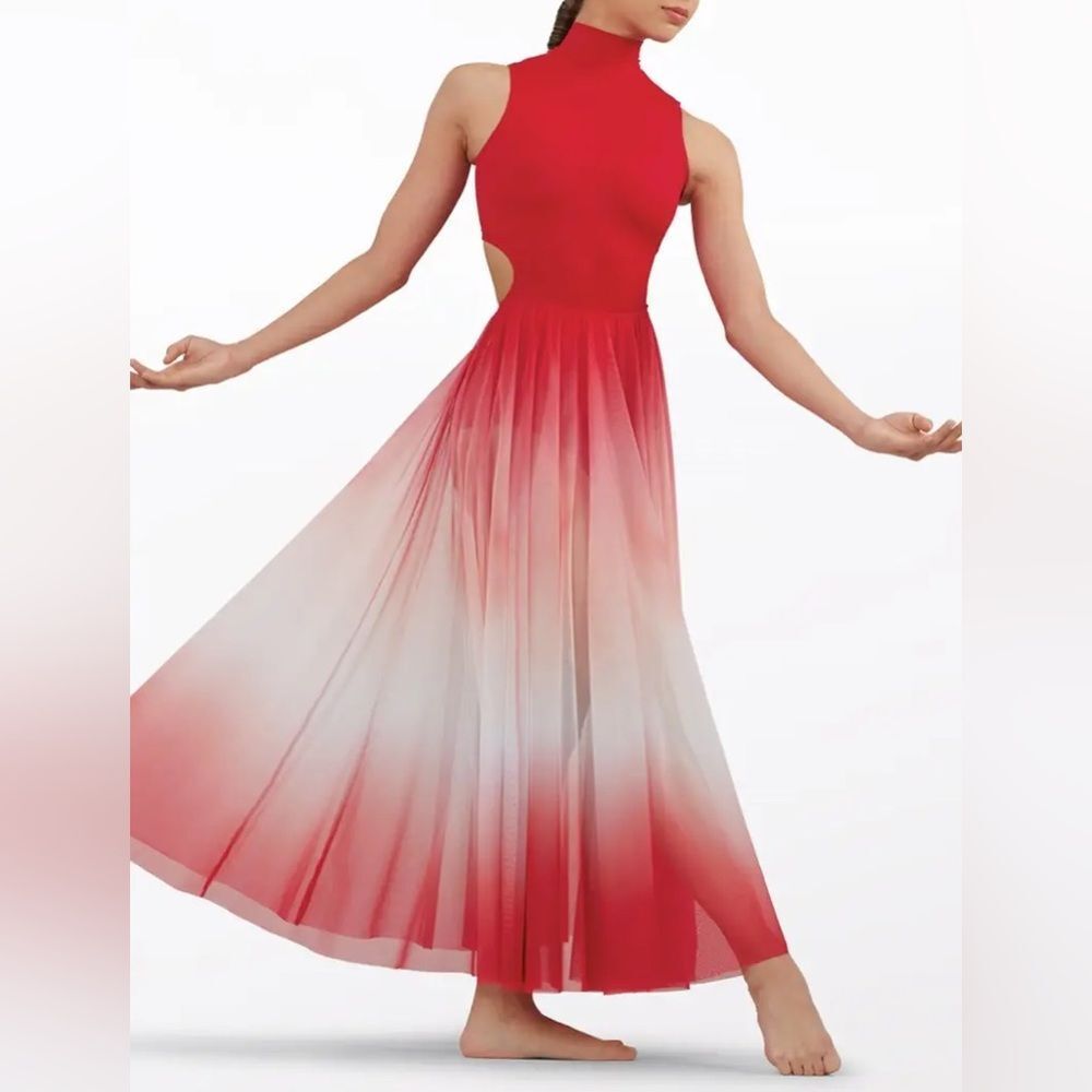 Weissman Elite dance costume maxi ombre red dress Only Love D13873 SA